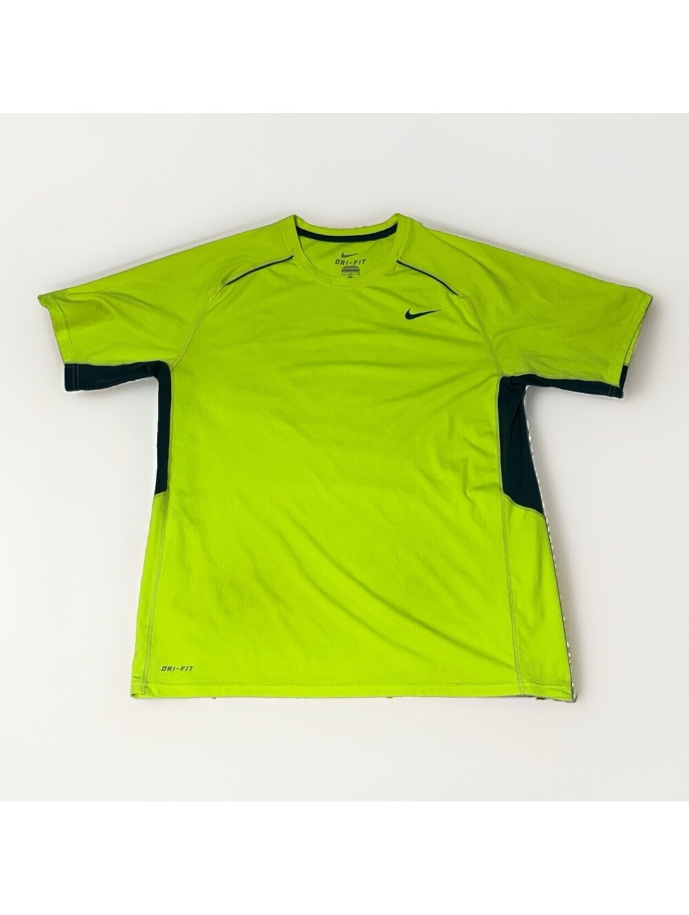 Nike Shirt Mens Large Yellow Gray Dri-FIT Running Athletic Tee Lightweight